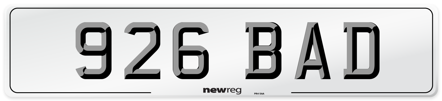 926 BAD Number Plate from New Reg